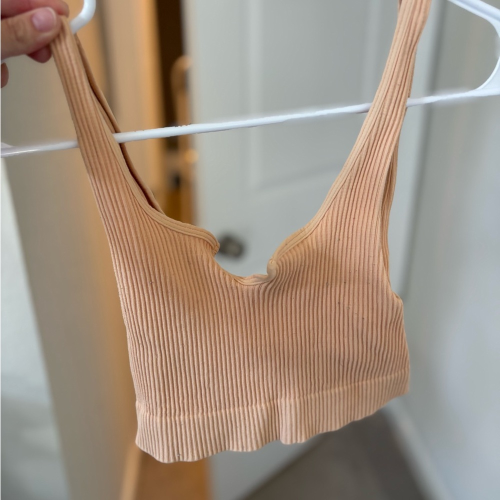 Tilly's Beige Ribbed Crop Top